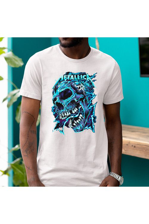 Camiseta Algodão Branca Metallica