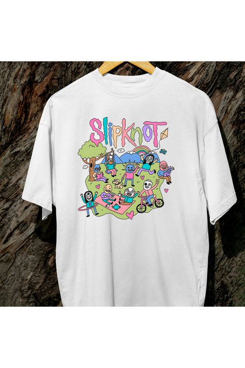 Camiseta Algodão Branca SlipKnot