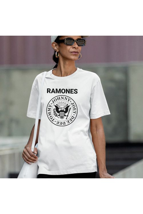 Camiseta Algodão Branca Ramones