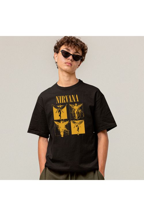 Camiseta Algodão Preta Nirvana
