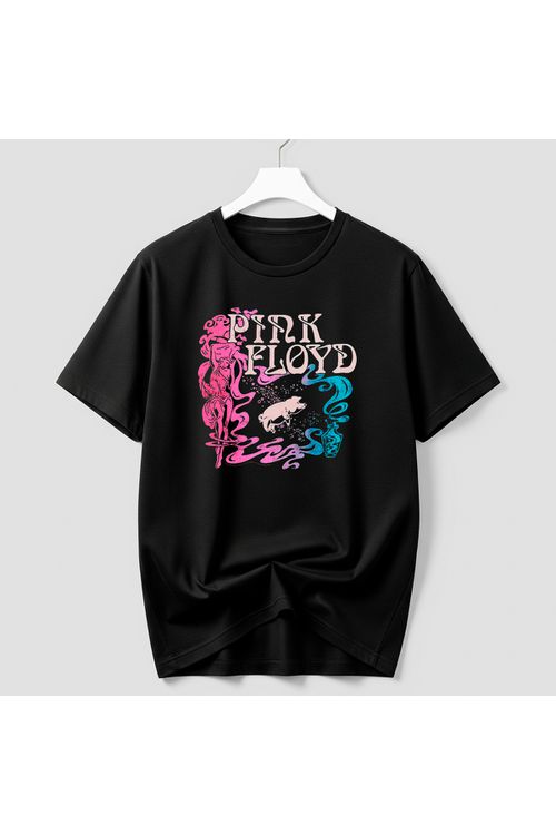 Camiseta Algodão Preta Pink Floyd