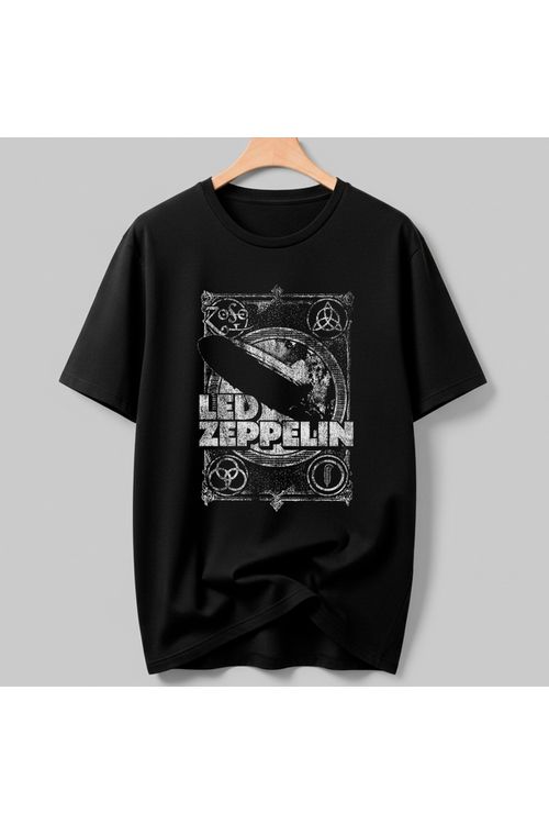Camiseta Algodão Preta Led Zeppelin