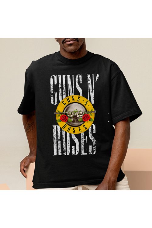 Camiseta Algodão Preta Guns n' Roses