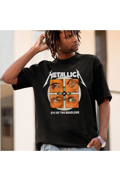 Camiseta Algodão Preta Metallica