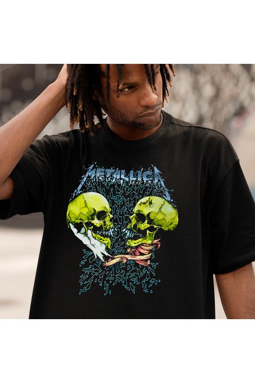 Camiseta Algodão Preta Metallica