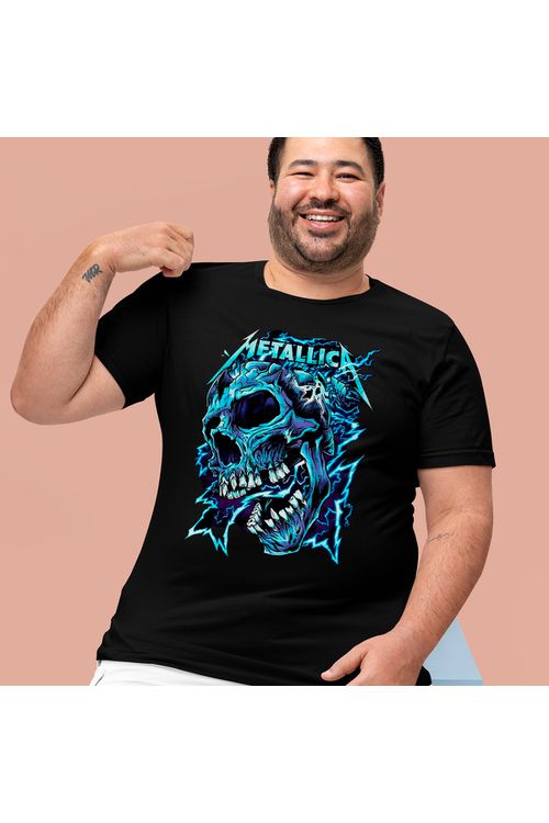 Camiseta Algodão Preta Metallica