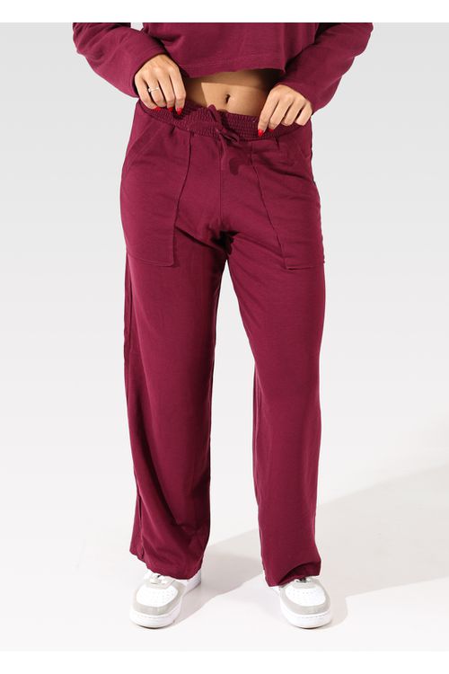 Calça Moletinho Pantalona Bordô