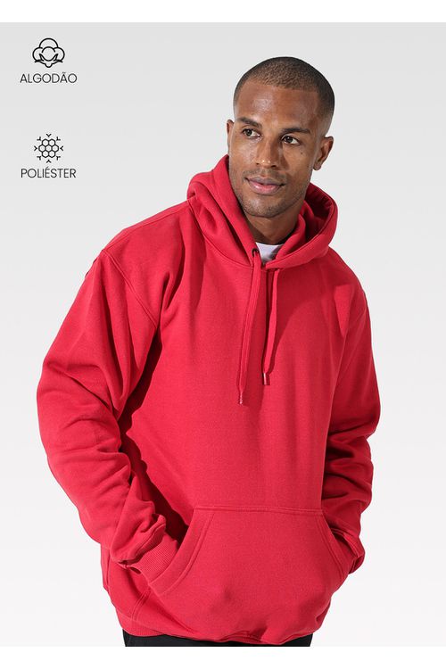 Moletom Canguru Masculino Vermelho 