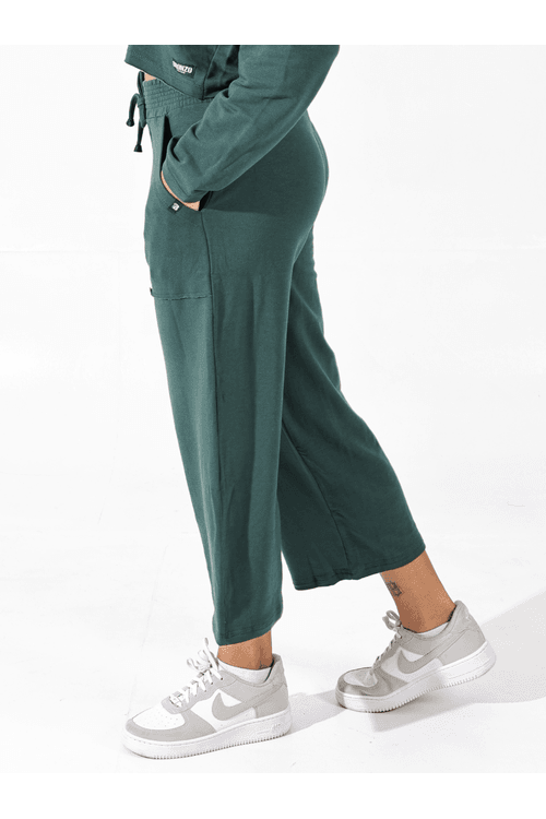 Calça Moletinho Pantalona Verde Musgo