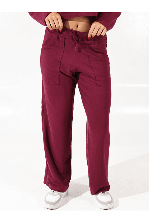 Calça Moletinho Pantalona Bordô