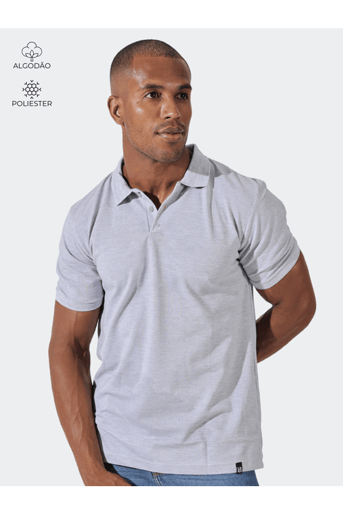 Polo Masculino Cinza Mescla 