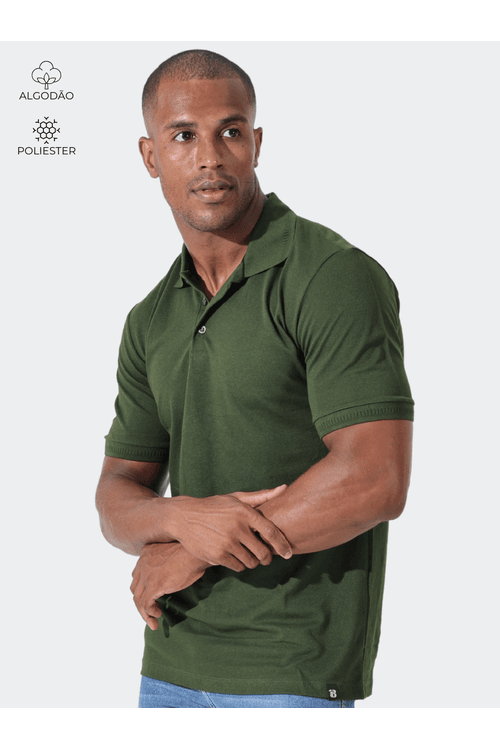 Polo Masculina Verde Musgo