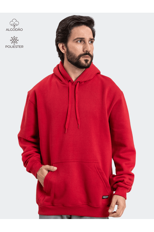 Moletom Canguru Masculino Vermelho 