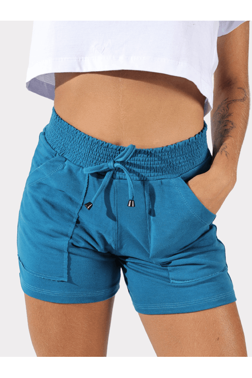 Shorts Moletinho Azul Turquesa