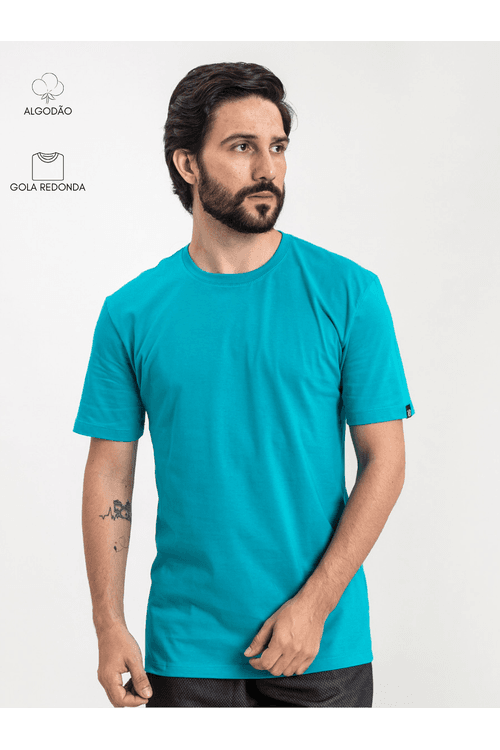 Camiseta Masculina Basic Azul Turquesa 