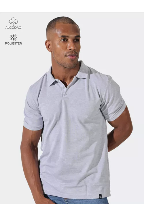 Polo Masculino Cinza Mescla 