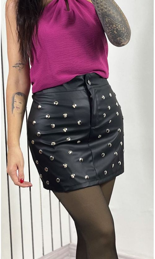 Saia de couro shop da moda