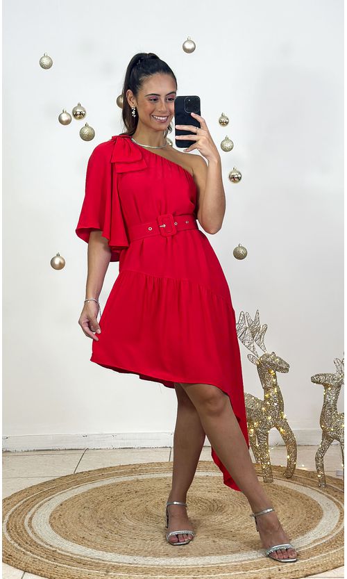 Vestido sales assimetrico vermelho