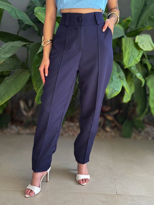Calça Alfaiataria Isabel com Costura Frontal AZUL ... - LOJA TUTTI FRUTTI
