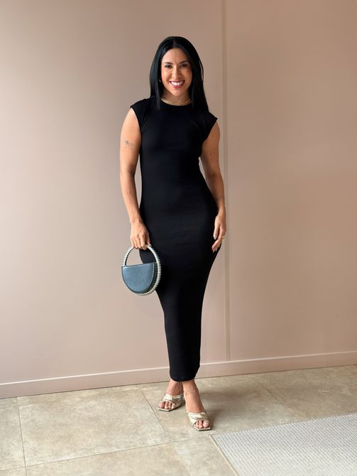 Vestido Longo Ligia Costas Nua PRETO - LOJA TUTTI FRUTTI