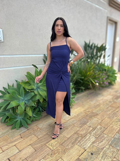 Vestido Midi Magnolia AZUL MARINHO - LOJA TUTTI FRUTTI