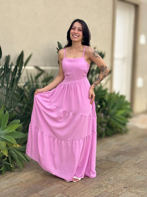 Vestido Longo Micaela ROSA BEBE - LOJA TUTTI FRUTTI