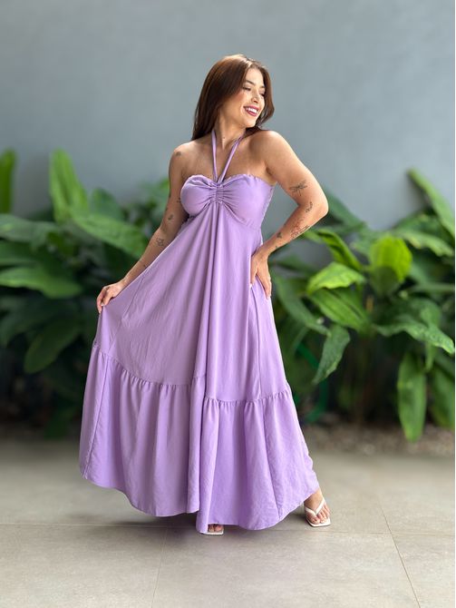 Vestido Longo Gabriele LILÁS - LOJA TUTTI FRUTTI