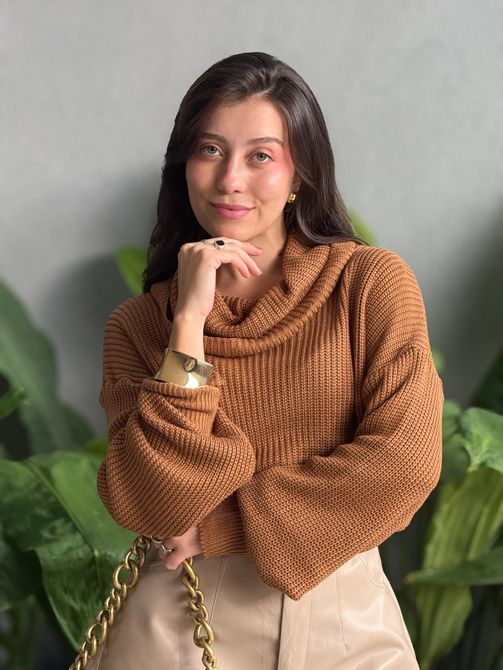 Tricot Eleonora MARROM DOURADO - LOJA TUTTI FRUTTI