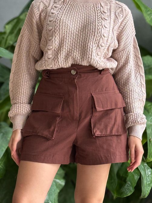 Shorts Cargo Glaucia MARROM - LOJA TUTTI FRUTTI