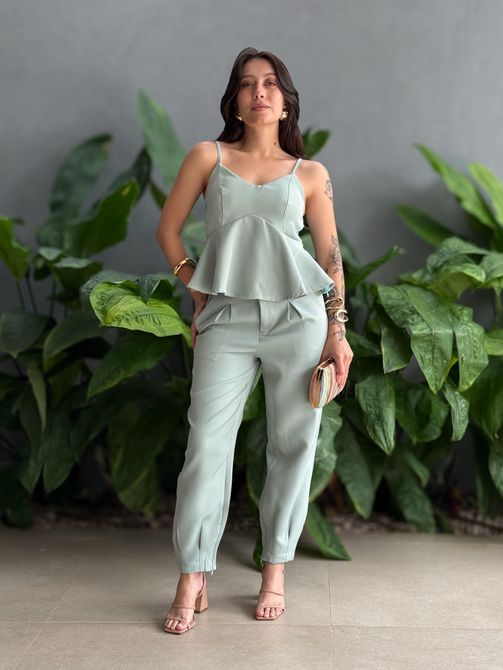 Conjunto Maitê Blusa e Calça em Alfaiataria VERDE ... - LOJA TUTTI FRUTTI