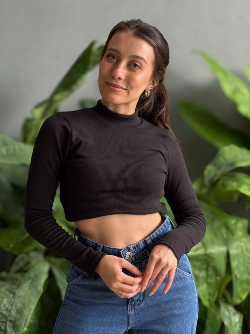 Segunda Pele em Malha Ribana PRETO - LOJA TUTTI FRUTTI