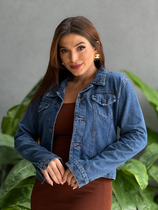 Jaqueta Jeans 0277 Botões encapados LAVAGEM ESCURA... - LOJA TUTTI FRUTTI