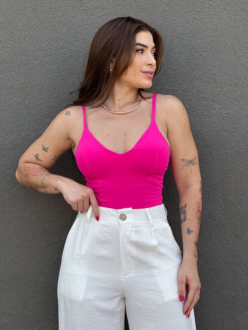 Body Maiô Alças Finas ROSA PINK - LOJA TUTTI FRUTTI