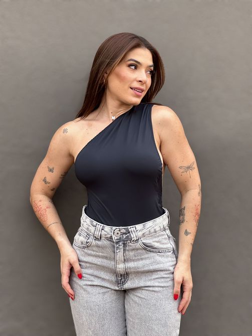 Body Nula Manga em Poliamida PRETO - LOJA TUTTI FRUTTI