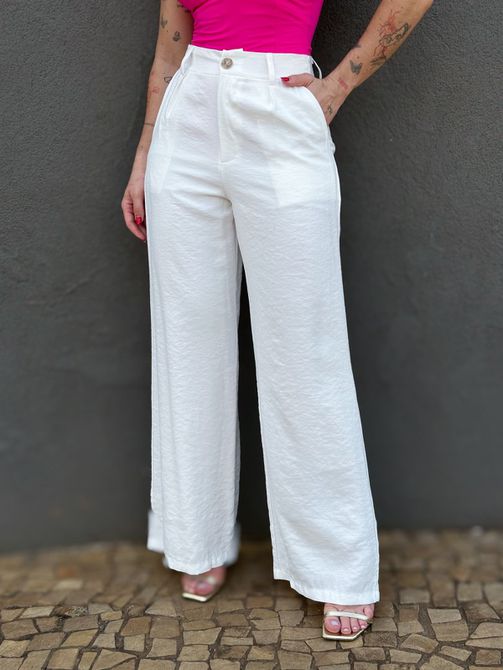 Calça Pantalona Franciele OFF WHITE - LOJA TUTTI FRUTTI
