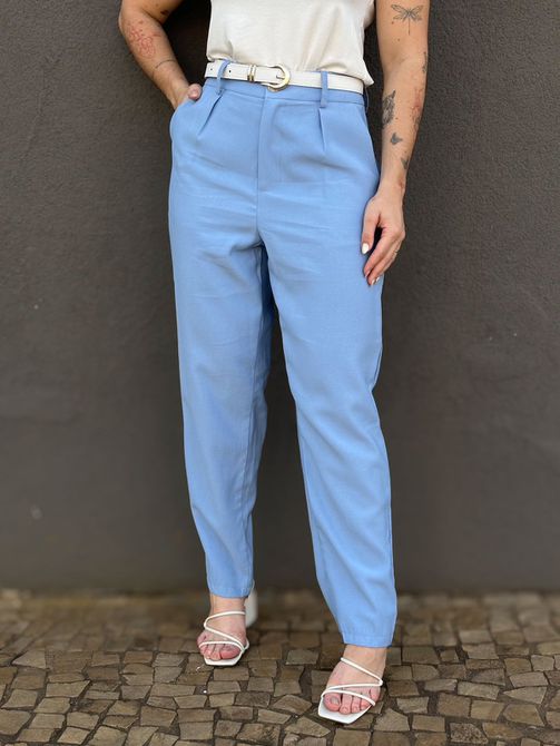 Calça Alfaiataria Flora em Liocel AZUL CLARO - LOJA TUTTI FRUTTI