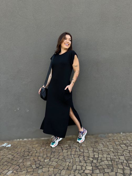 Vestido Muscle Malha Premium PRETO - LOJA TUTTI FRUTTI