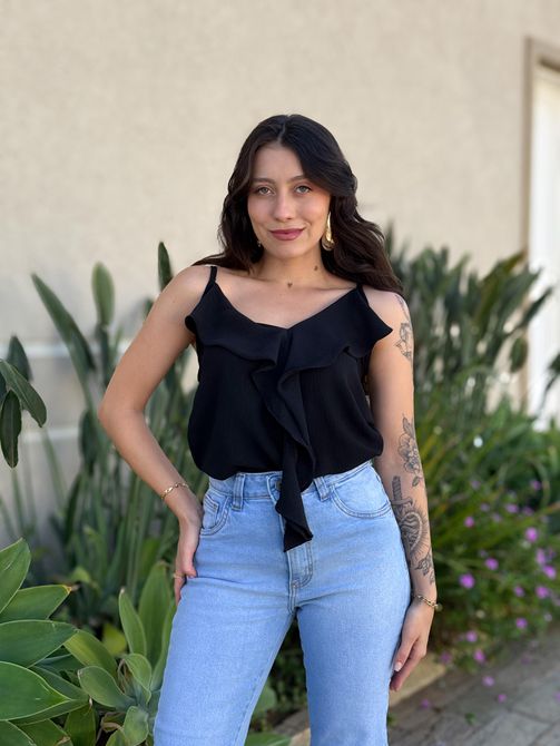 Blusa Bata Raquel PRETO - LOJA TUTTI FRUTTI