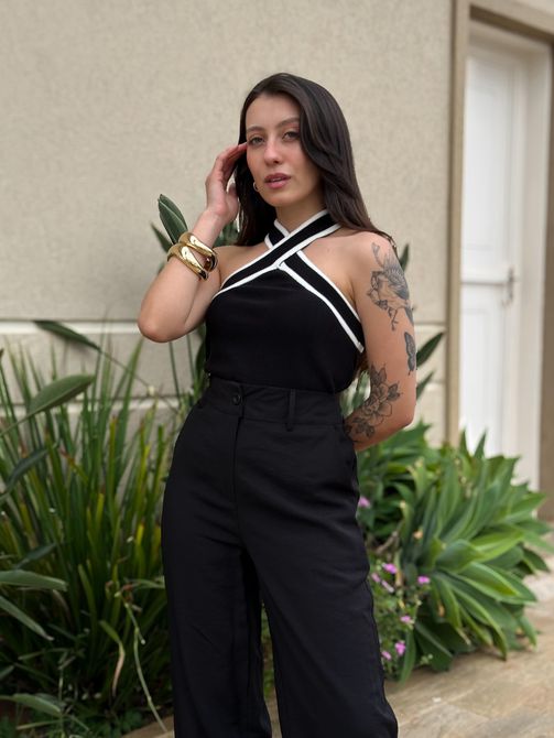 Blusa Tricot em X PRETO - LOJA TUTTI FRUTTI