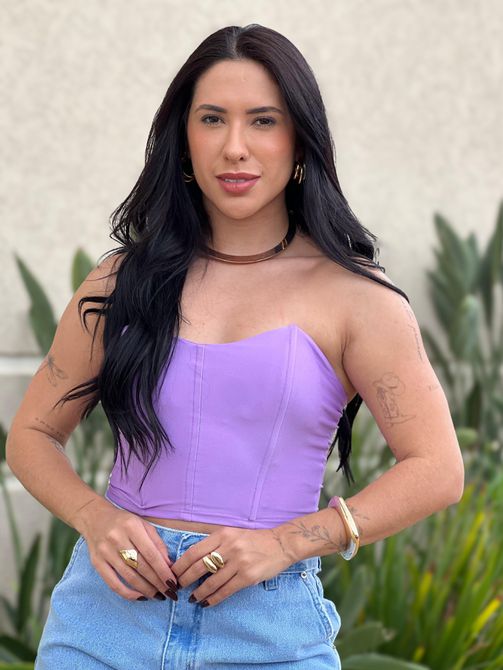 Cropped Corselet em Poliamida LILÁS - LOJA TUTTI FRUTTI