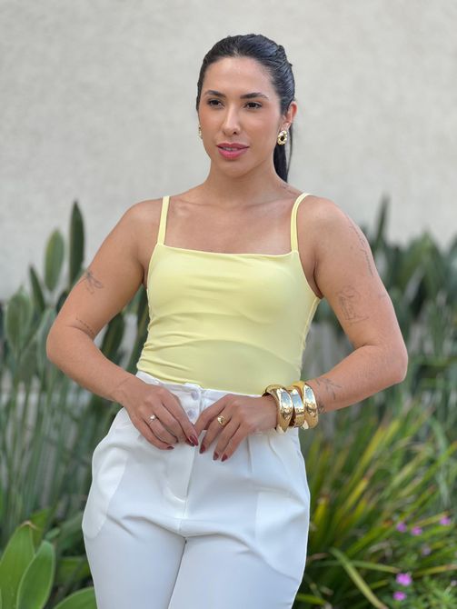 Cropped Alongado Alças Finas em Poliamida AMARELO ... - LOJA TUTTI FRUTTI