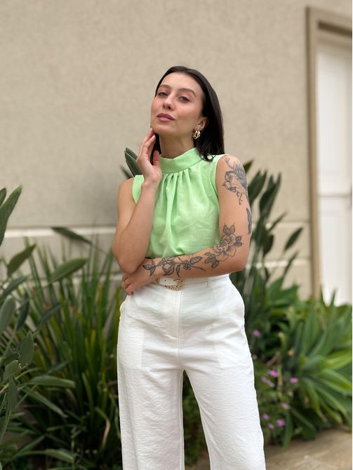 Blusa Geise Cavada VERDE PASTEL - LOJA TUTTI FRUTTI