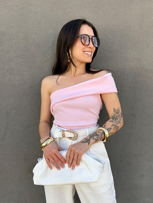 Blusa Nula Manga Isis ROSA CLARO - LOJA TUTTI FRUTTI