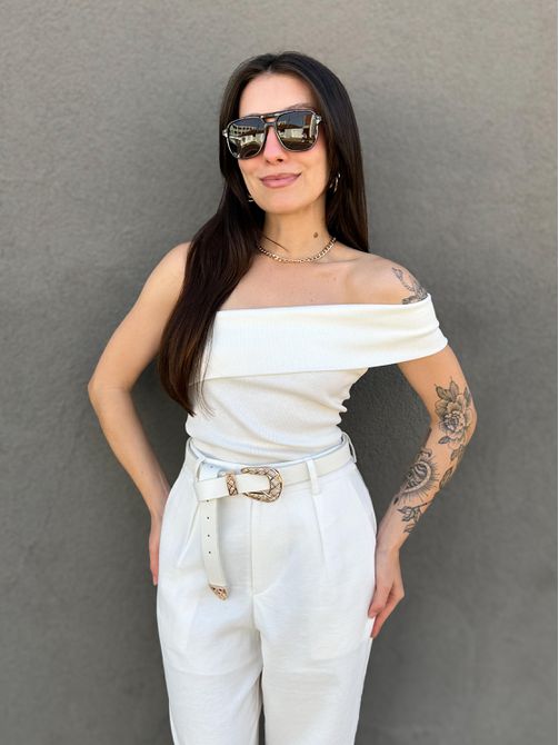 Blusa Nula Manga Isis OFF WHITE - LOJA TUTTI FRUTTI