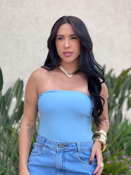 Cropped Tube Top AZUL CLARO - LOJA TUTTI FRUTTI