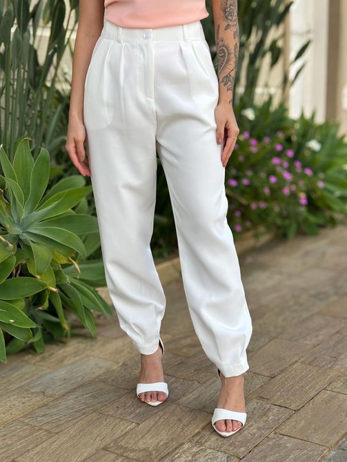 Calça Alfaiataria Noemi OFF WHITE - LOJA TUTTI FRUTTI