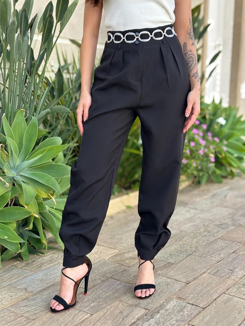 Calça Alfaiataria Noemi PRETO - LOJA TUTTI FRUTTI