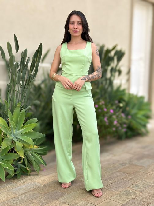 Conjunto Paula Calça e Blusa em Alfaiataria VERDE ... - LOJA TUTTI FRUTTI