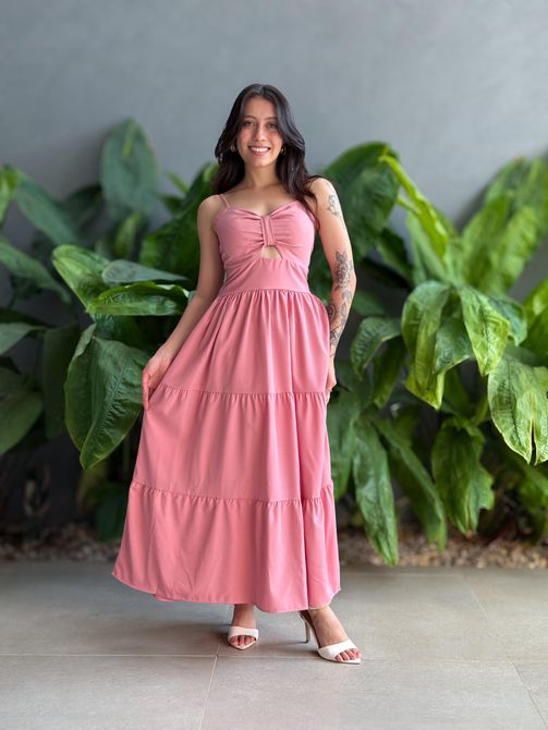 Vestido Midi Flavia ROSA QUEIMADO - LOJA TUTTI FRUTTI