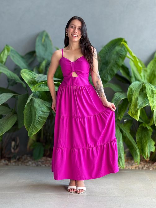 Vestido Midi Flavia FÚCSIA - LOJA TUTTI FRUTTI